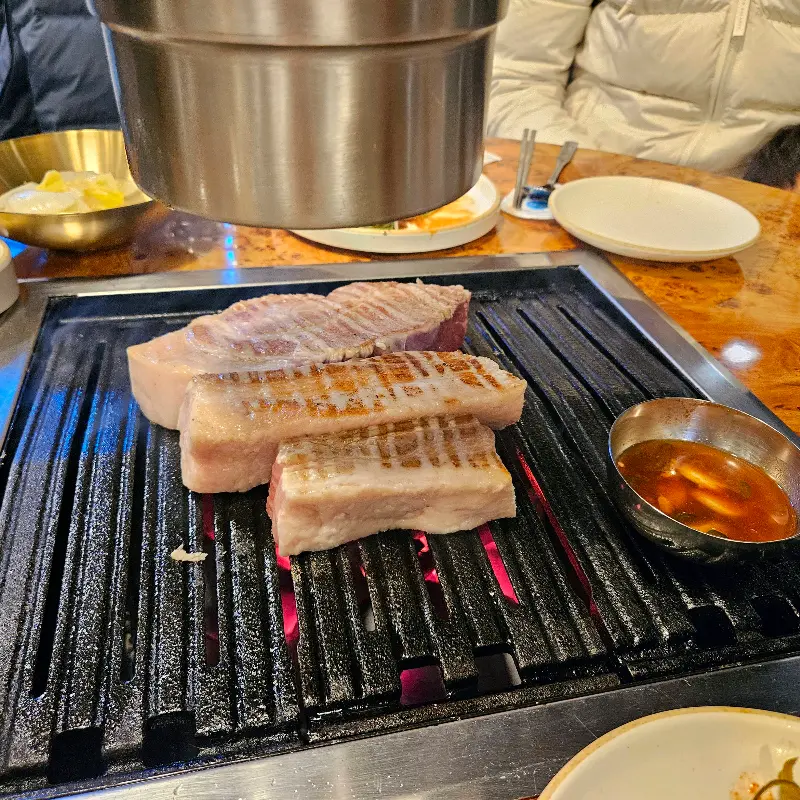 숯불 위에 올려진 고기