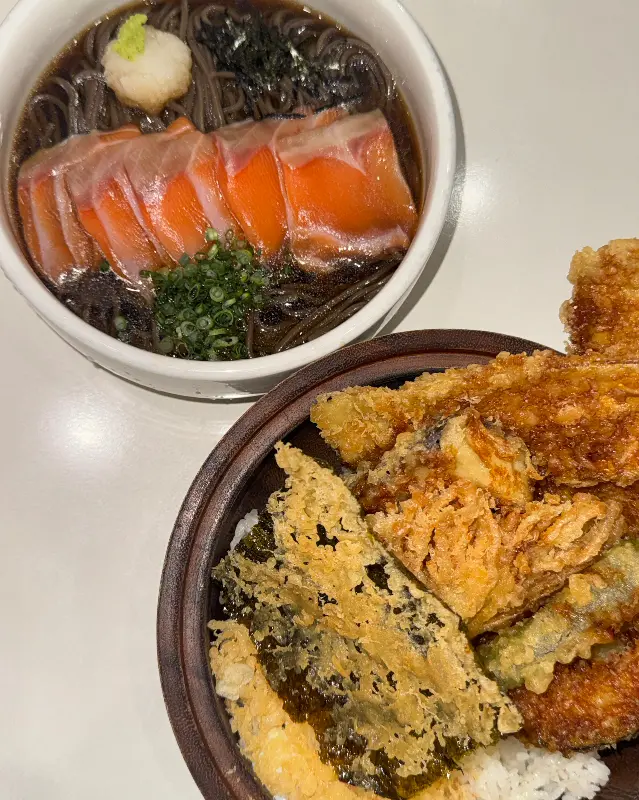 연어냉소바와 텐동