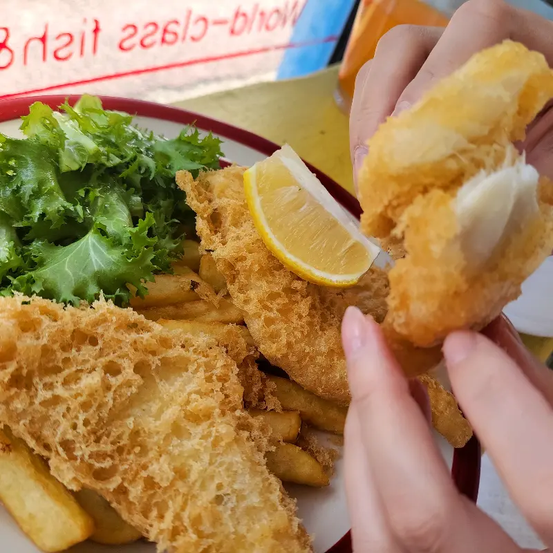 달고기 튀김 단면