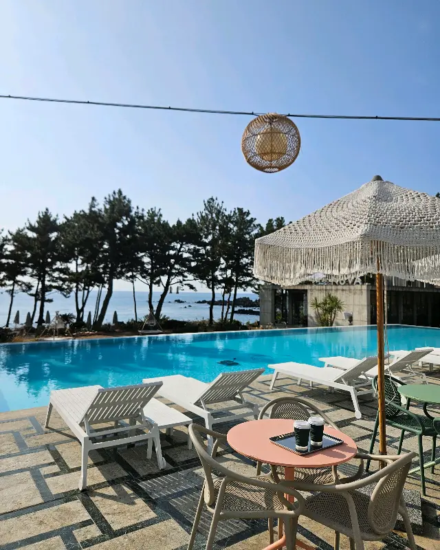 카페 내부의 테이블과 의자