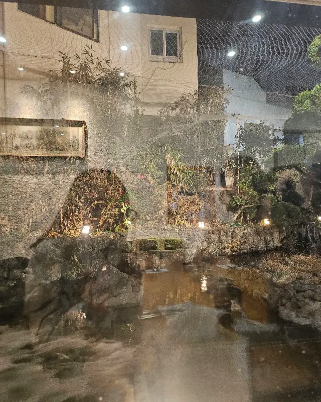 고국수 외부 연못 풍경