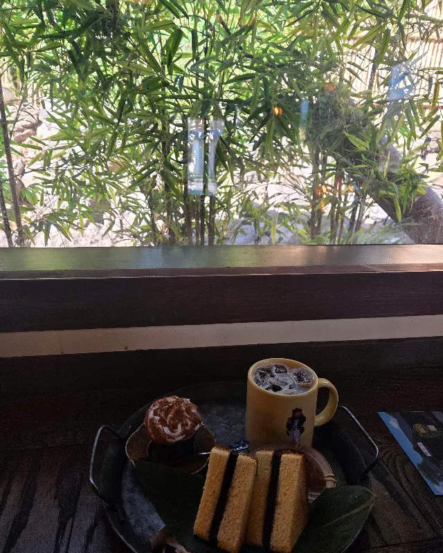 대나무 숲이 보이는 창가 자리