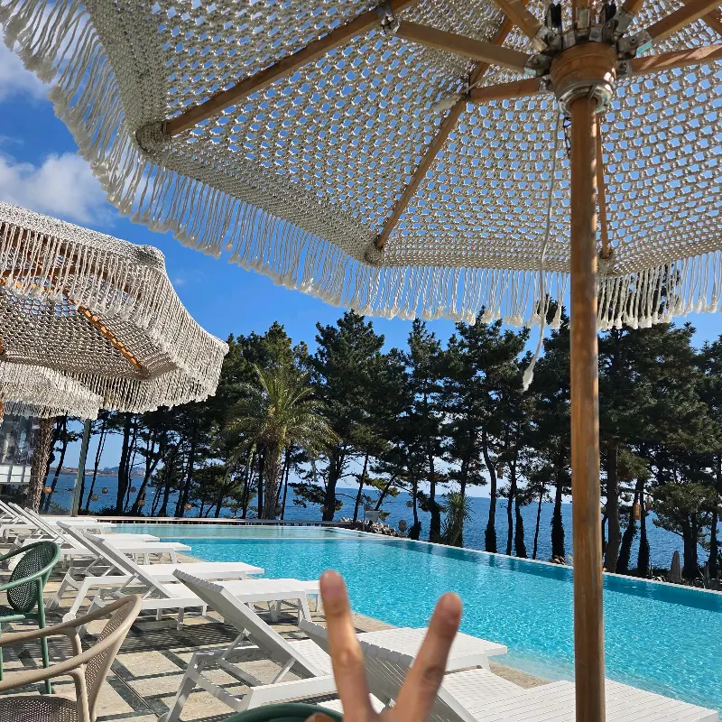 수영장과 비치 체어