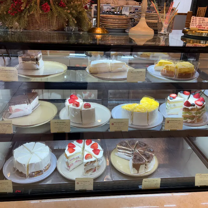 다양한 케이크 쇼케이스