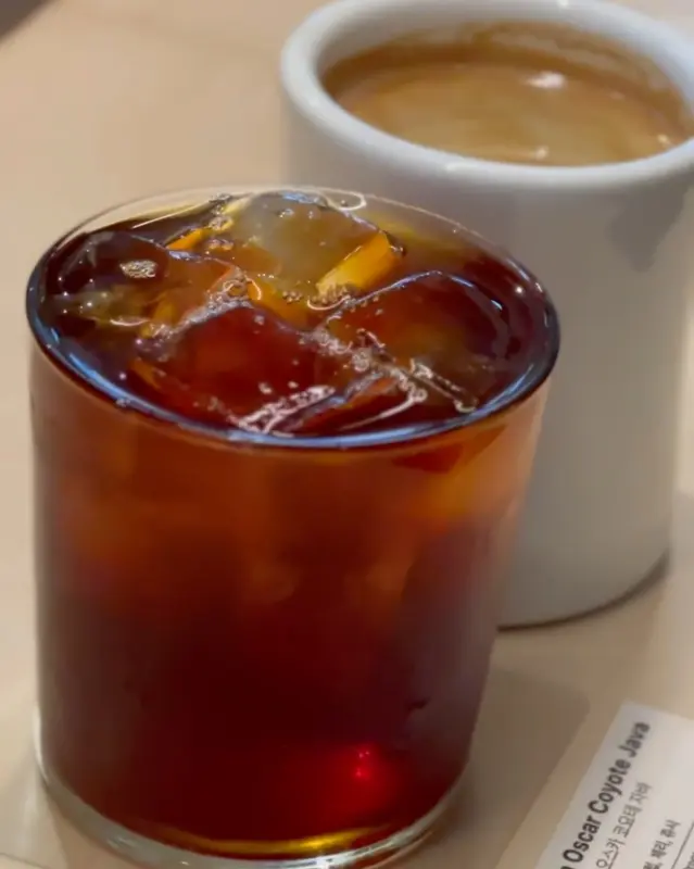 아이스 아메리카노와 따뜻한 커피