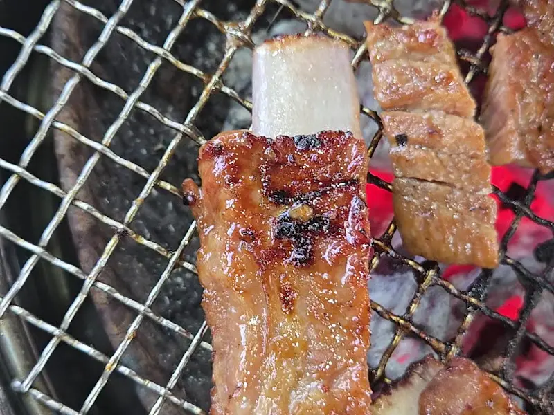 숯불 위에 구워지는 돼지갈비