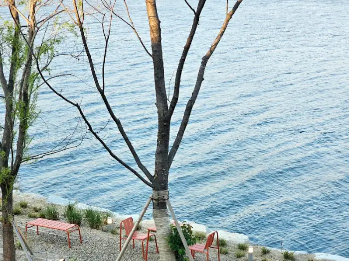 강가 풍경과 야외 좌석