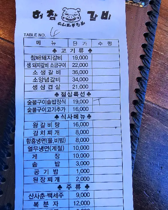 메뉴판
