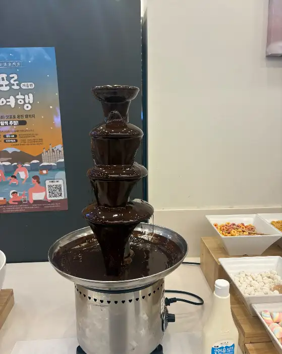 초콜릿 분수대와 곁들임 간식들