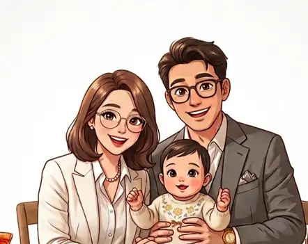 행복한 가족의 일러스트
