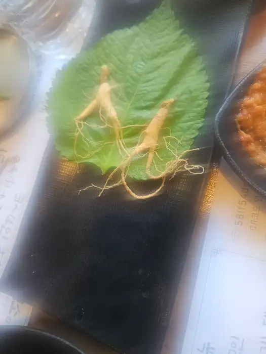 흑염소 요리에 곁들여 나오는 인삼